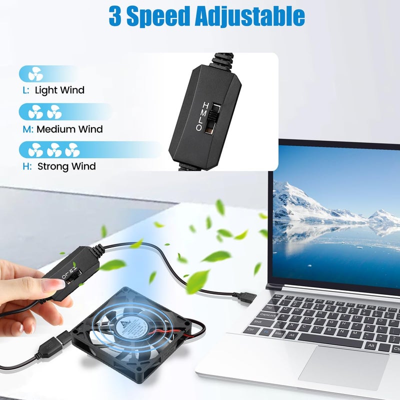 GDSTIME USB Connector 80mm x 80mm x 15mm DC 5V Power 3 Inch Brushless Cooling Fan - Image 3